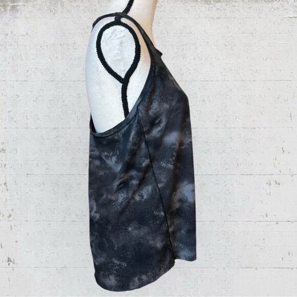 Athleta Black Gray Ultimate Train Printed Tank Top Nebula Racerback Size Medium - Picture 3 of 8